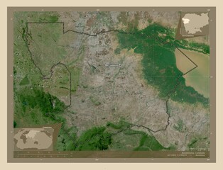 Batdambang, Cambodia. High-res satellite. Labelled points of cities