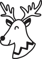 Hand Drawn cute happy reindeer face illustration