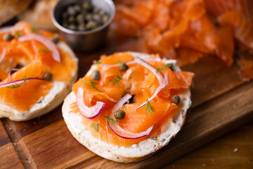 bagel with smoked salmon and cream cheese