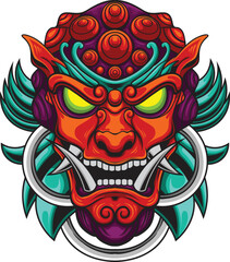 Vector illustration of komainu japanese lion