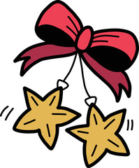 Hand Drawn Christmas star with ribbon illustration