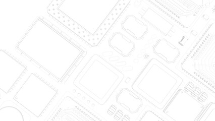 CPU chips on the motherboard . monochrome 3d illustration in white with outline lines