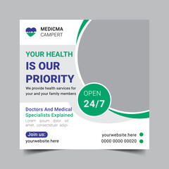 Medical and health care social media post template design collection