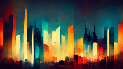 Colorful abstract tower wallpaper. 3D illustration, 3D rendering.