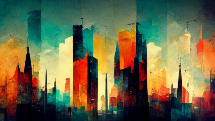 Colorful abstract tower wallpaper. 3D illustration, 3D rendering.