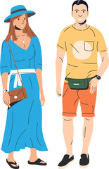 Women in hat and man in shorts