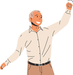 Confident Businessman with Holds Fist.