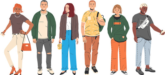 Group of fashion people characters
