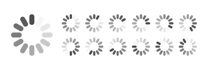 Circular Loading Buffering Icons Vector Video Ready for Animation Gif All Keyframes Frames Bufring Circle Waiting for Connection Buffer Preloader Download Symbol Easy Replace Color - obrazy, fototapety, plakaty