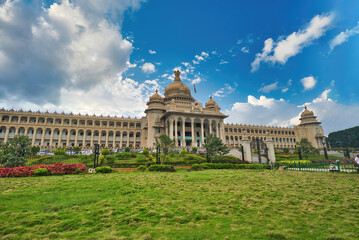 Vidhana Soudha in Bangalore, India, is the seat of the state legislature of Karnataka.