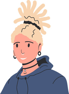 Modern girl in hoodie with dreadlocks
