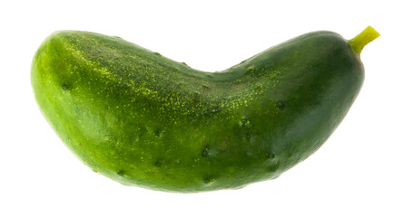 Green fresh cucumber isolated on white background.