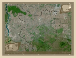 Mondol Kiri, Cambodia. High-res satellite. Labelled points of cities
