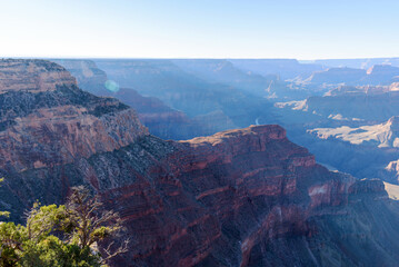 Late afternoon rays of sunlight illuminating the Grand Canyon National Park, Arizona, USA
