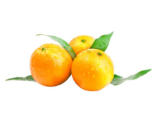 Fresh orange fruit with water drops isolated on transparent background