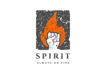 Hand logo with grunge effect.