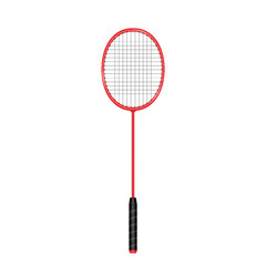 Realistic badminton racket, sports equipment for game. Active outdoor game element isolated