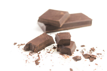 Black chocolate with white background