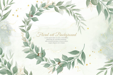 Elegant Wedding Invitation Design with Greenery Floral Wreath and Watercolor
