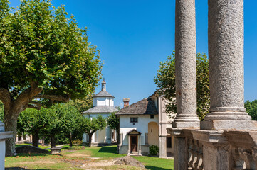 Fototapeta premium Pilgrimage church on the Sacro Monte della SS Trinita di Ghiffa. Province of Piedmont in Northern Italy.