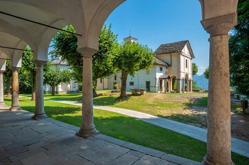 Cloister and Pilgrimage church on the Sacro Monte della SS Trinita di Ghiffa. Province of Piedmont...