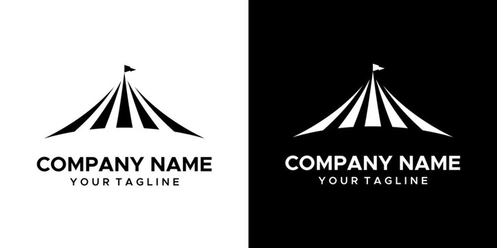 A graphic image of a circus tent themed, on a black and white background. vector graphics base.