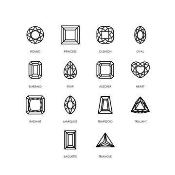Diamond Shape vector line icons