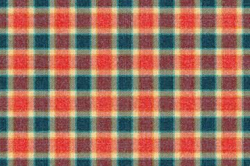 ragged grungy seamless checkered texture of classic coat red aquamarine tweed fabric with, turquoise yellow stripes for gingham, plaid, tablecloths, shirts, tartan, clothes, dresses, bedding, blanket - 533588554