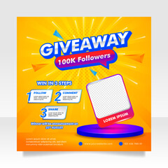 Giveaway contest social media post banner template