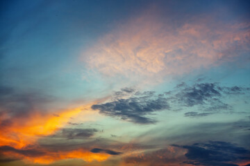 Naklejka na ściany i meble Bright abstract sunset sky background