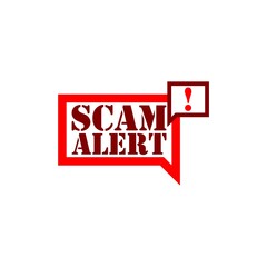 Fototapeta premium Banner with red scam alert. Attention sign isolated on white background