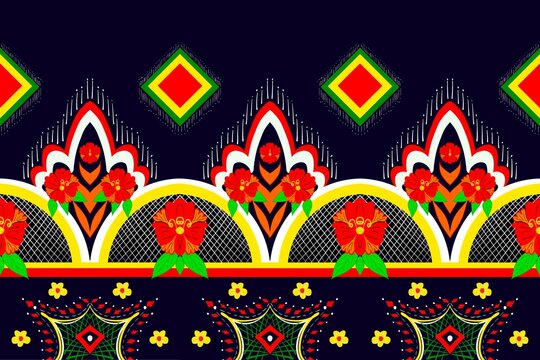 pattern with flowers beautiful square Fabric pattern with beautiful orange flowers.