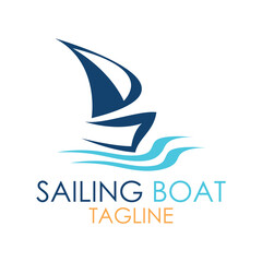 simple Sailing boat logo, Daily cruises, sea travel, vector logo-icon