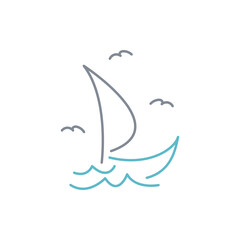 simple Sailing boat logo, Daily cruises, sea travel, vector logo-icon