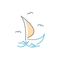 simple Sailing boat logo, Daily cruises, sea travel, vector logo-icon