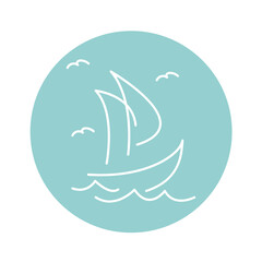 simple Sailing boat logo, Daily cruises, sea travel, vector logo-icon