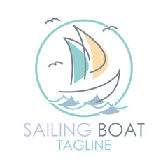 simple Sailing boat logo, Daily cruises, sea travel, vector logo-icon