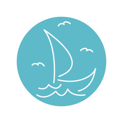 Obraz na płótnie Canvas simple Sailing boat logo, Daily cruises, sea travel, vector logo-icon
