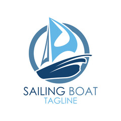 simple Sailing boat logo, Daily cruises, sea travel, vector logo-icon