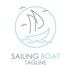 Fototapeta premium simple Sailing boat logo, Daily cruises, sea travel, vector logo-icon