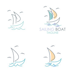 simple Sailing boat logo, Daily cruises, sea travel, vector logo-icon