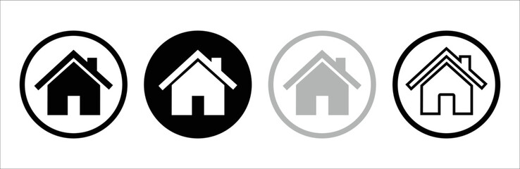 House icon set. Flat style houses symbols for apps and websites. Vector illustration.