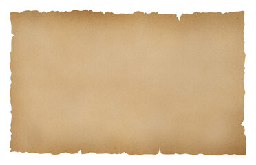 old parchment paper sheet isolated on transparent background