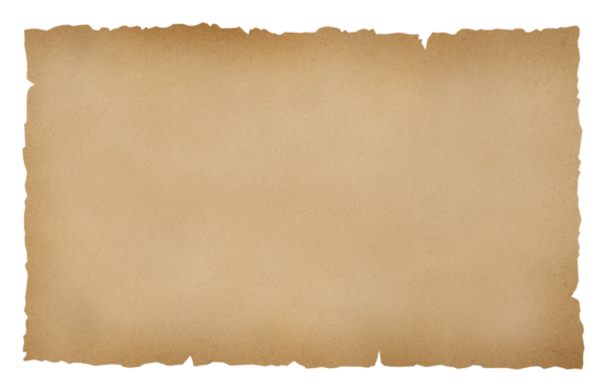 old parchment paper sheet isolated on transparent background