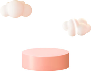 3D Pink Podium with Fluffy Cloud
