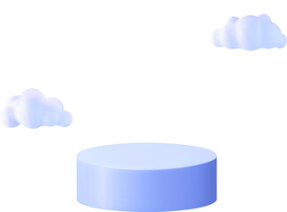 3D Blue Podium in Fluffy Clouds