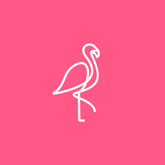 Obraz premium Flamingo logo vector icon line illustration