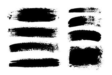 Set of black paint, ink brush strokes, brushes, lines. Vector dirty, grunge artistic design elements, backgrounds, textures.
