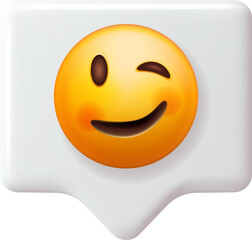 Fototapeta premium Happy Emoticon with Winking Face on Speech Bubble
