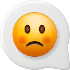 3D Yellow Sad Emoticon in Speech Bubble